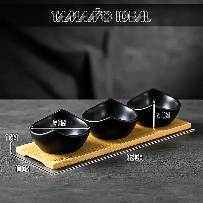 Set 3 Bowl Ceramica Aperitivos Bandeja Wayu Aperitivo Cuenco Negro