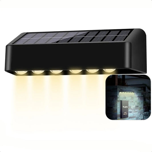 Aplique De Pared Lampara Led Focos Exterior Solar Decorativo Aplique Muro Abs 10w Inalambrico Apliques Exterior Impermeable Ip54 Luces Solares Aplique De Luz A Bateria Negro/calida Okshop