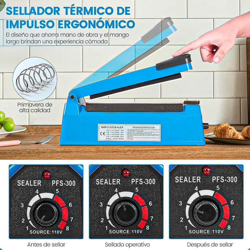 Selladora De Bolsa Maquina Selladora Bolsas Selladora 300mm Azul