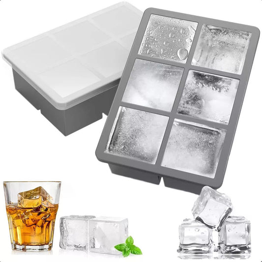 Cubeta De Hielo Con Tapa 6 Ranuras Silicona Molde Hielo Rectangular Antiadherente Gris Cubeta Hielo Silicona Molde Hielo Gris Cubetas De Hielo Con Tapa Bandeja Hielo Okshop