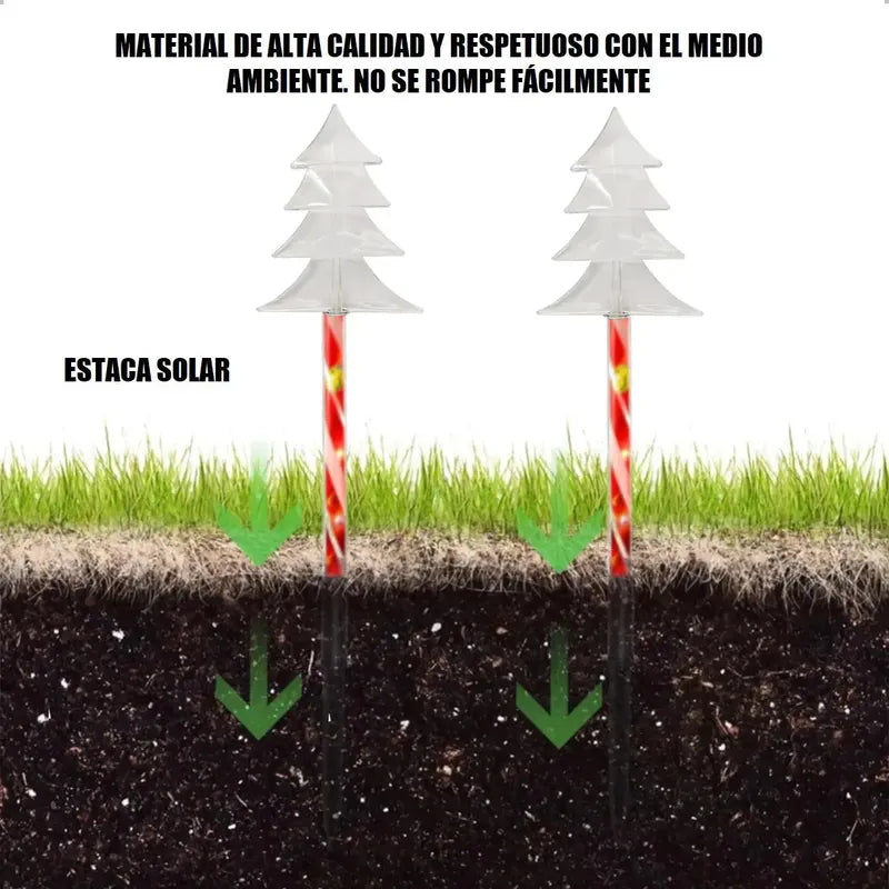 Pack X5 Luces Navideñas Estacas Solares Luces Navidad Solar Luces Arbol Calida