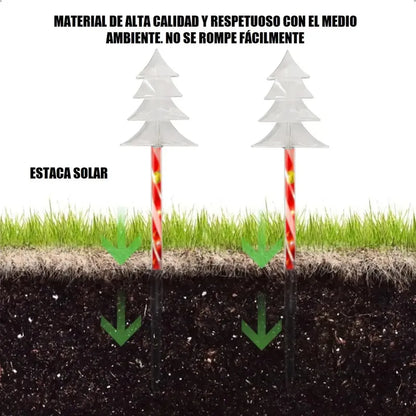 Pack X5 Luces Navideñas Estacas Solares Luces Navidad Solar Luces Arbol Calida