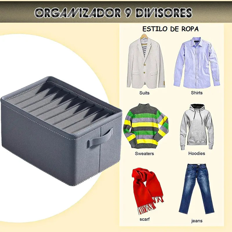 Organizador Ropa 9 Divisores Organizador Interior Plegable Gris