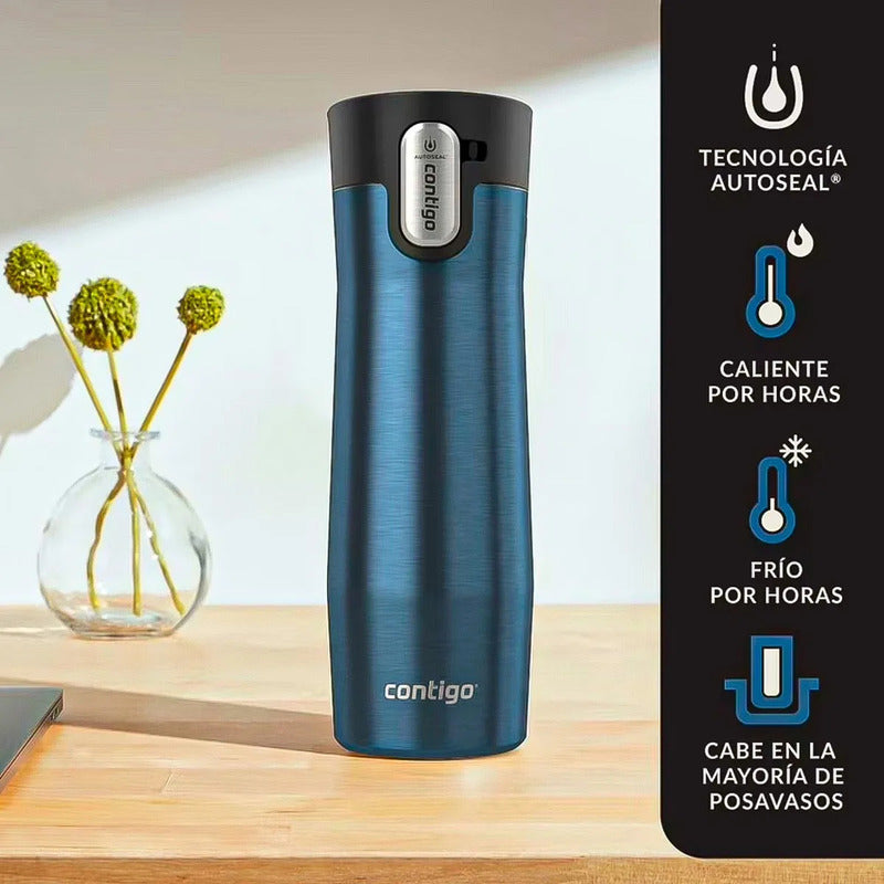 Vasos Contigo Mug Contigo Vaso Termico Contigo Vaso 591 Ml Contigo Vaso Acero Inoxidable 591ml Vaso Termico Antiderrame Libre Bpa Vaso Contigo Camping Color Azul Okshop