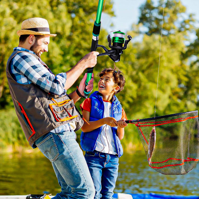 Kit De Pesca Con Caña Telescópica De 1.6 M, Fibra De Vidrio Y Accesorios