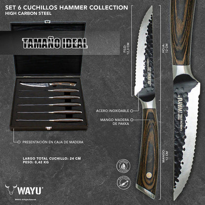 Set 6 Cuchillos Hammer Cuchillos Wayu Cuchillos Acero Wayu Wayu