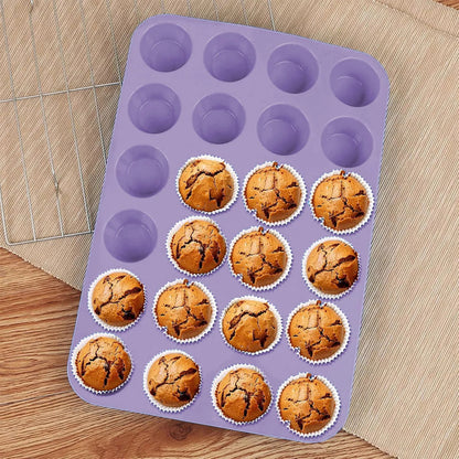 Pack 2 Moldes De Silicona Para Cupcakes De 24 Ranuras Antiaherentes Rosa Pastel