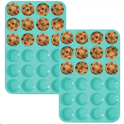 Pack 2 Molde Silicona Cupcakes 24 Cavidades Antiadherente Verde Okshop