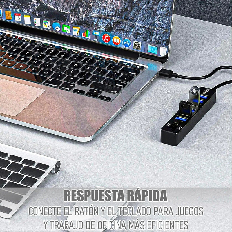 Hub Usb 8 Puertos Windows Extensor Usb 8 En 1 Adaptador Multipuerto 8 En 1 Usb Hub Usb Puertos Usb Protección Contra Sobrecarga Concentrador Usb Transmision De Datos Okshop Negro
