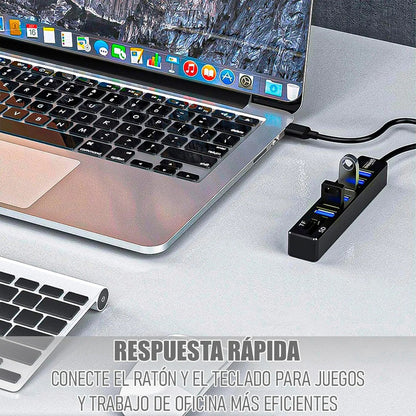 Hub Usb 8 Puertos Windows Extensor Usb 8 En 1 Adaptador Multipuerto 8 En 1 Usb Hub Usb Puertos Usb Protección Contra Sobrecarga Concentrador Usb Transmision De Datos Okshop Negro