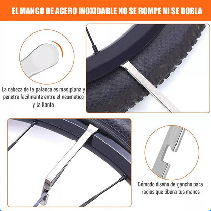 Kit De Herramientas Para Llanta Bicicleta Kit Parches De Bicicleta + Cucharas Neumaticos Herramientas Para Pinchazos Bicicleta Blanco Kit Parches Bicicleta Reparacion Pinchazo Llanta Bicicletas Okshop