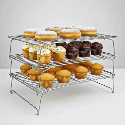 Rejilla Para Enfriar Galletas Okshop De Teflón, Con 3 Niveles Y Antiaherente Gris