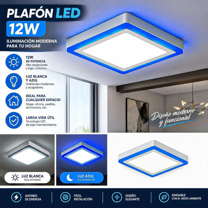 Plafón Led Okshop Cuadrado De 12w Con Luz Blanca Para Techo Blanco