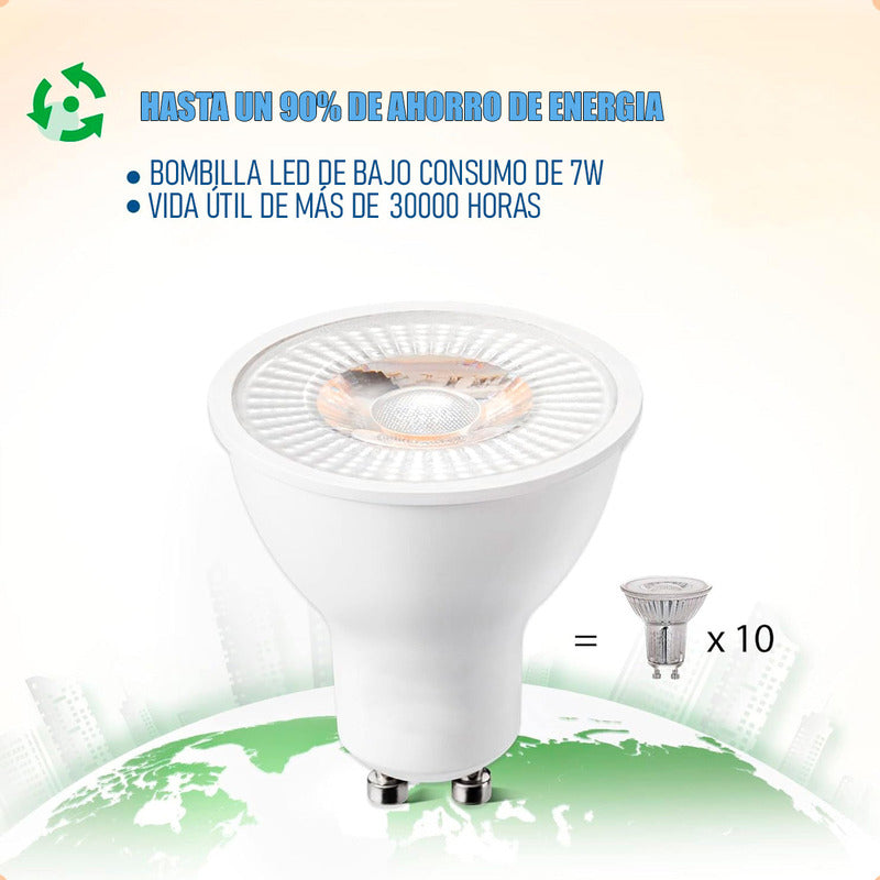 Pack X5 Ampolleta Led Gu10 7w Lampara Led Gu10 38° Blanco Frío