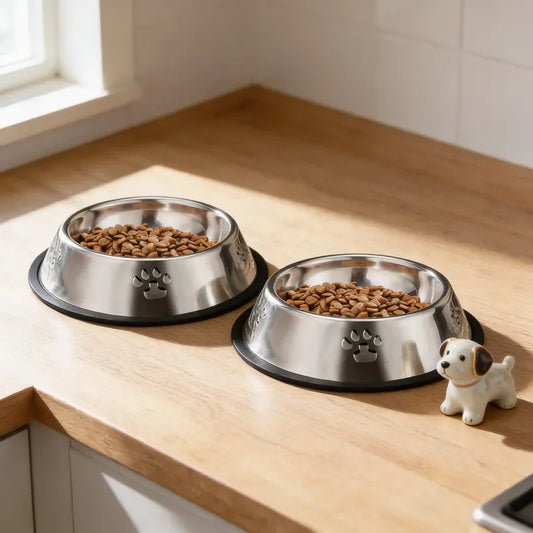 Pack 2 Plato Perro Comedero Perro Contenedor Comida Mascota Gris