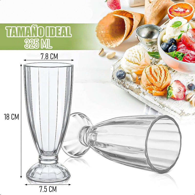 Set 12 Vasos De Vidrio Vasos De Postre Vasos De Helado 325ml Vidrio