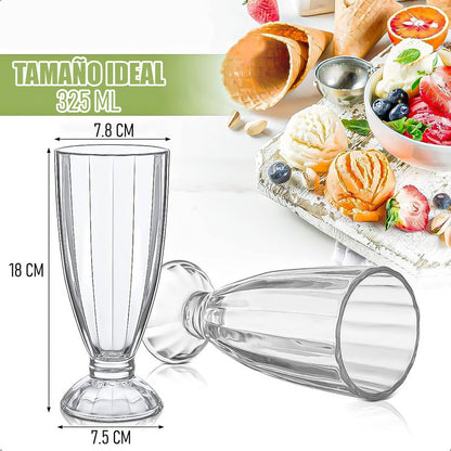 Set 12 Vasos De Vidrio Vasos De Postre Vasos De Helado 325ml Vidrio