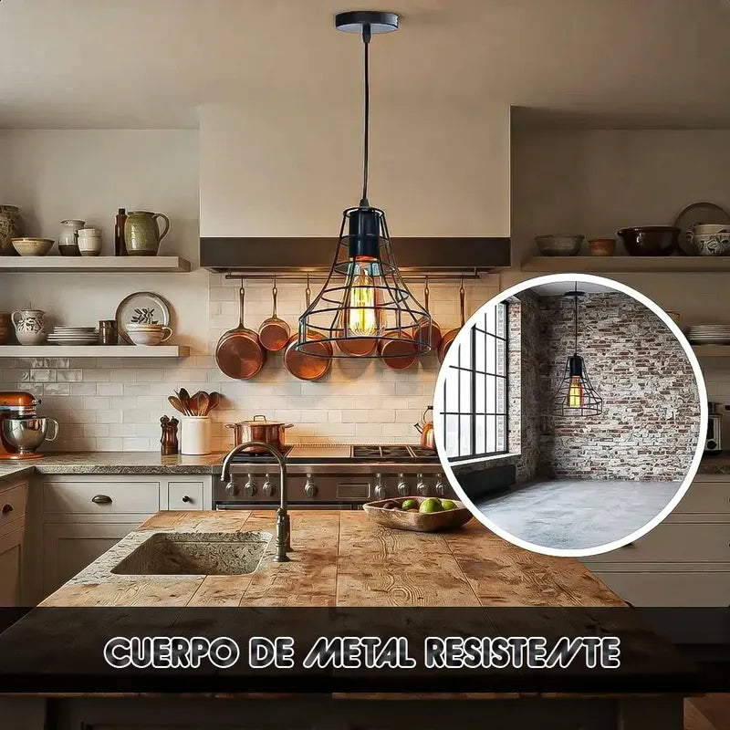 Pack 2 Lampara Colgante Vintage Lampara Colgante Techo Lamp Negro