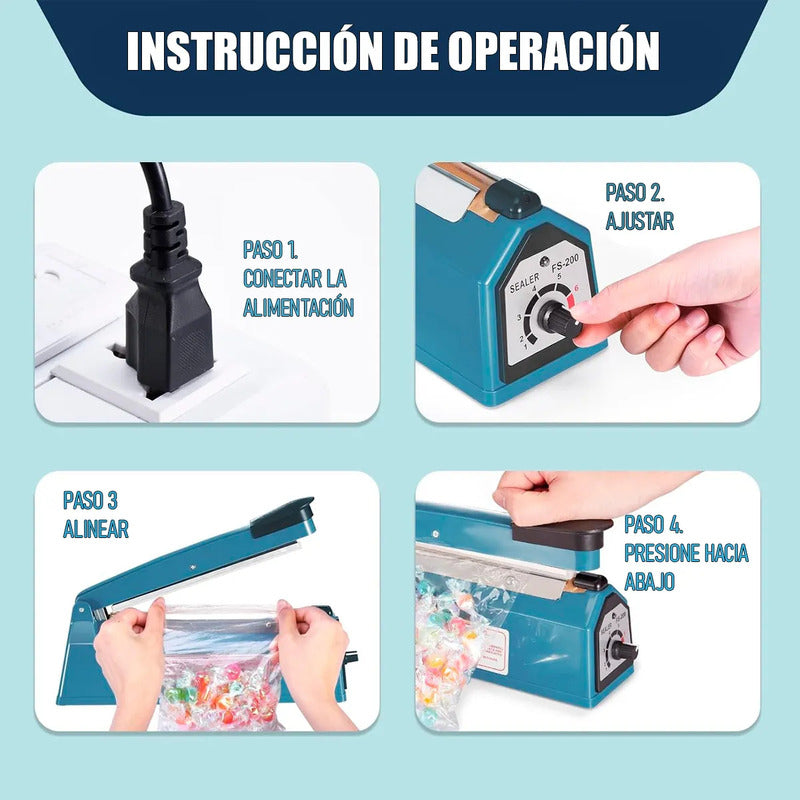 Selladora De Bolsas Okshop Térmica Impulso 300w Azul