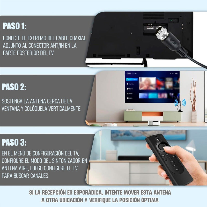 Antena Digital Tv Exterior Antena Para Tv Hd Antena Smart Tv Negro