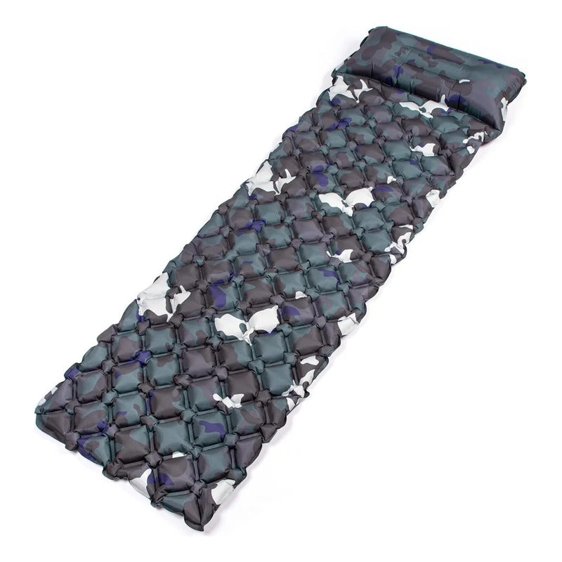 Colchoneta Inflable Camping 1 Plaza Okshop Con Bomba De Pie Naranja