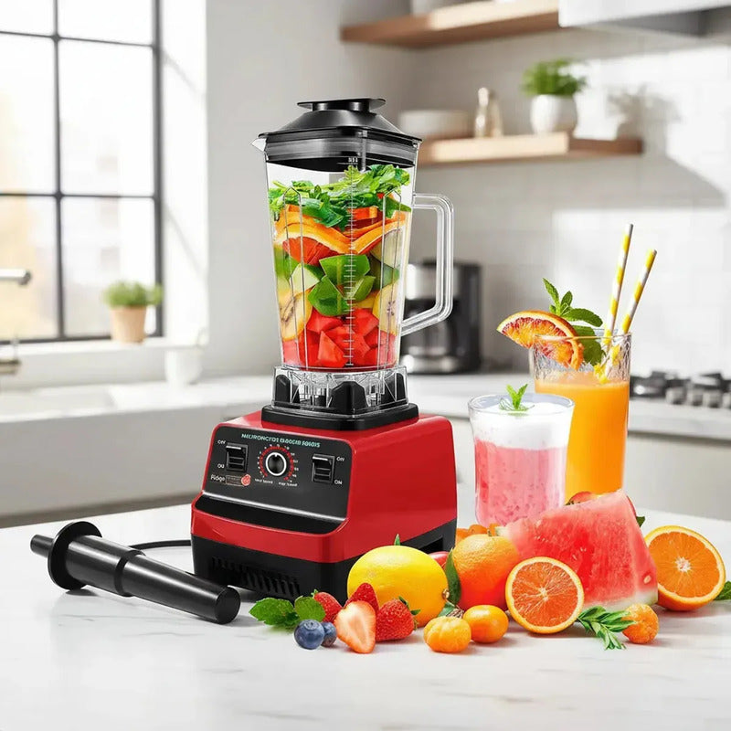Licuadora Arcashopping De 2.5 Litros Con 2400w Y 6 Cuchillas De Acero Inoxidable Rojo