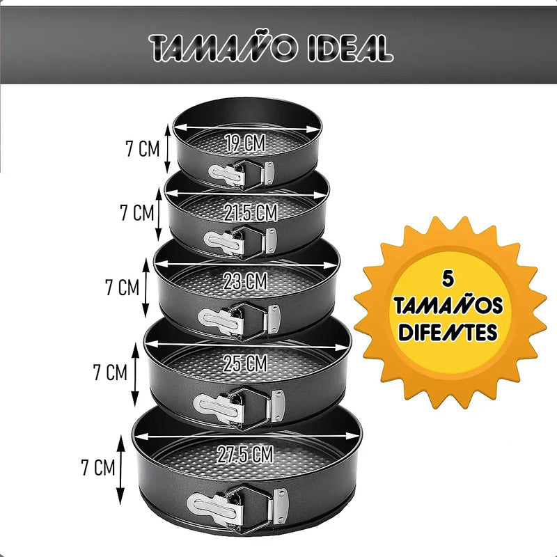 Set 5 Moldes Para Queques Molde De Torta Moldes Para Queque Gris Okshop Juego De Moldes Para Tartas Para Hornear Moldes Antiadherentes Moldes De Resorte Para Tarta De Queso Moldes