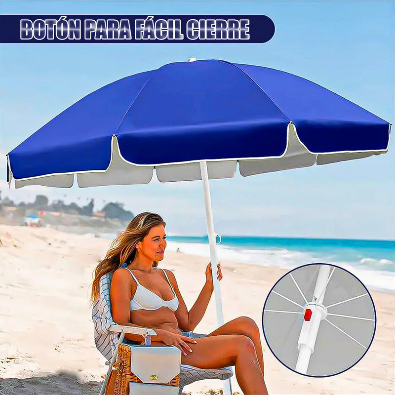 Pack 2 Sombrilla Paraguas Quitasol 2 Metros Sombrilla Playa Celeste