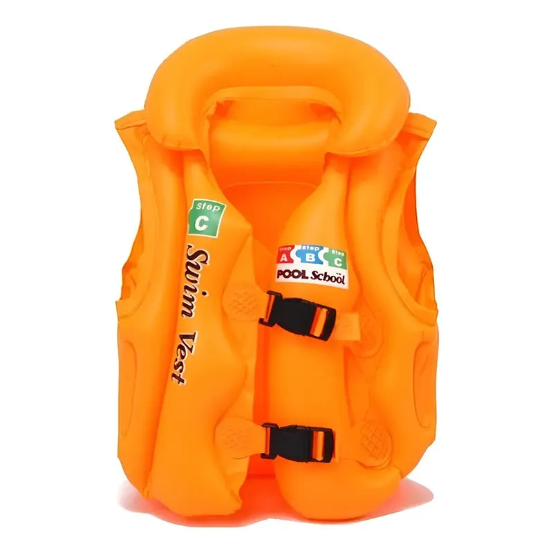 Chaleco Salvavidas Inflable Infantil Naranja Con Arnés De Okshop