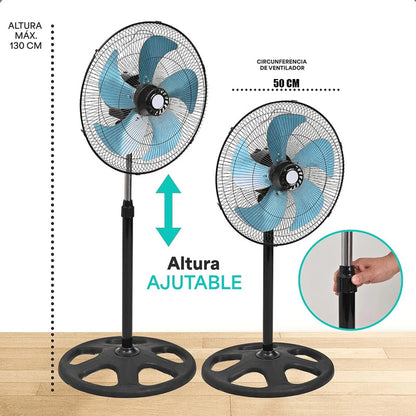Ventiladores Metalicos Ventilador Pedestal Ventilador Indoor Ventiladores Pie Turbo Aspas Metalicas 50hz Ventilador Pared 5 Aspas 50w 3 Velocidades Diametro 50cm Okshop