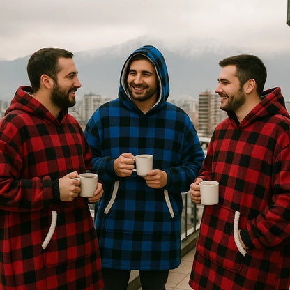 Poleron Frazada Pack X2 Poleron Hombre Polar Poleron Polar Manta Frazada Poleron Peludo Mujer Felpa Adulto Bata Abrigo Invierno Oversize Frazada Unica Rojo Lisa