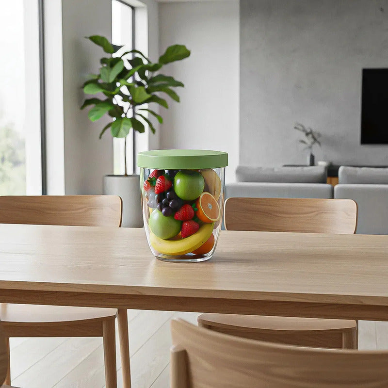 Porta Frutas Keep De Plástico Naranja 600ml Con Tenedor