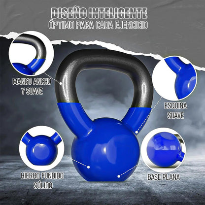 Pesa Rusa Kettlebell 4 Kg Vinilo Verde Con Revestimiento Y Asa Ancha