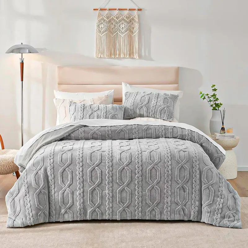 Plumon 1.5 Plazas Edredon De Cama Cubrecama Chiporro Coberto Gris Claro