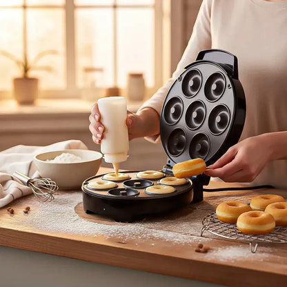 Máquina Para Hacer Mini Donas Okshop Con 7 Cavidades Y Antiadherente Negro
