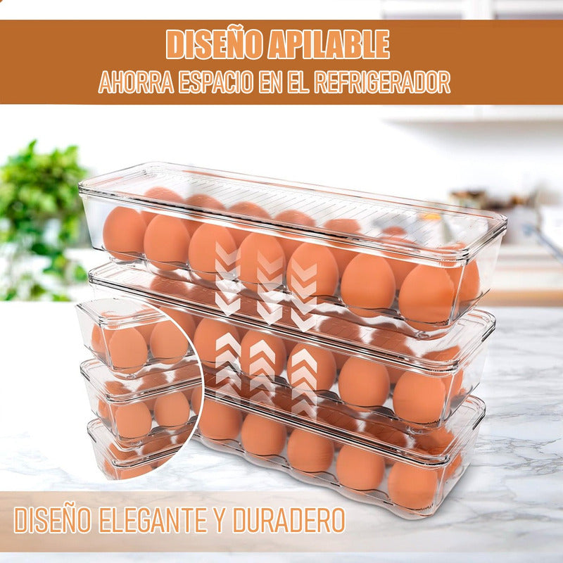 Pack 2 Organizador De Huevos Dispensador 12 Huevos Keep Transparente
