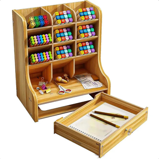 Organizador Escritorio Con Cajón Porta Lapices Escritorio