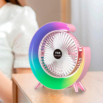 Ventilador Portátil Okshop Usb Con Luz Led, Para Escritorio Y Camping Verde