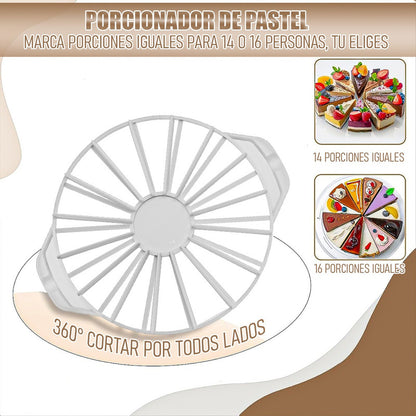 Cortador Torta Porcionador Pastel Reposteria 14/16 Porciones Blanco