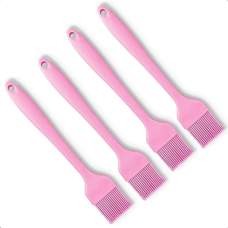 Brocha Silicona Okshop Set 4 Pinceles Repostería Rosa Ergonomico