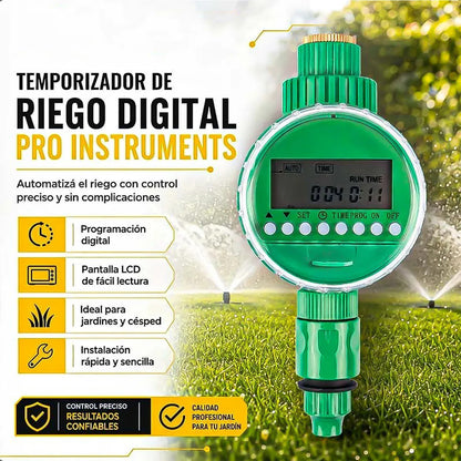 Programador De Riego Automático Okshop Para Jardín Con Pantalla Digital Verde