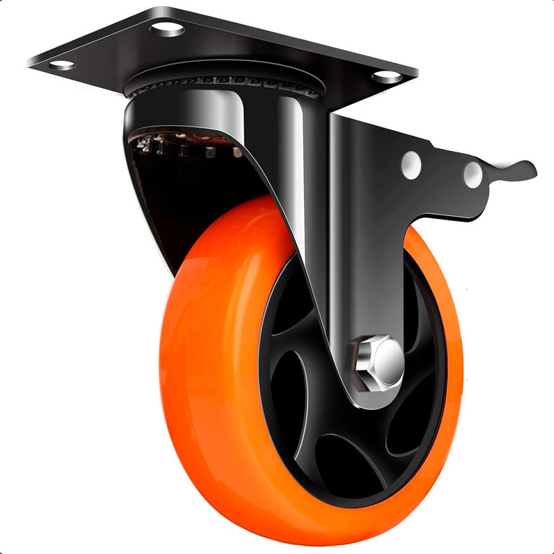 Ruedas Giratorias Para Carros Ruedas Muebles Rueda Con Freno Naranja/negro