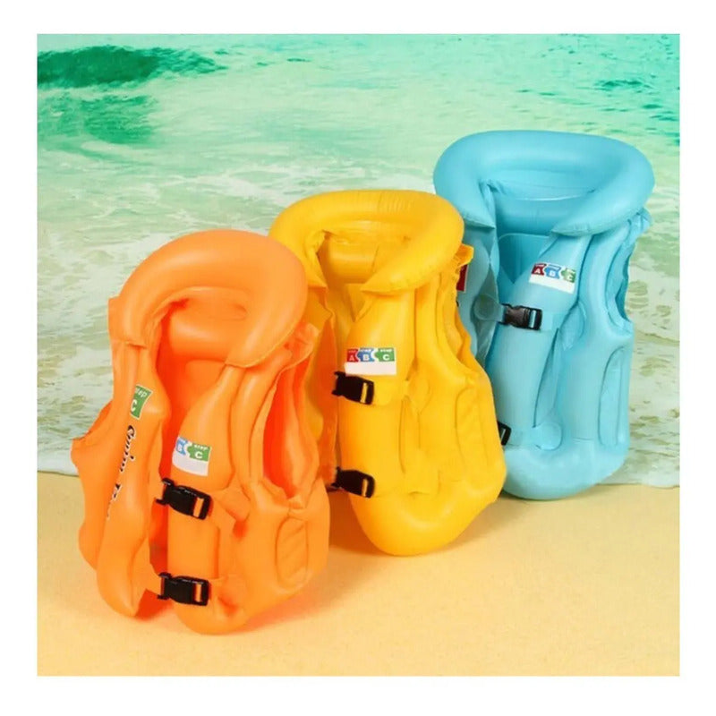 Chaleco Salvavidas Inflable Infantil Naranja Con Arnés De Okshop