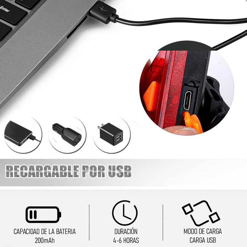 Luz Bicicleta Usb Luz Bicicleta Trasera Luces Bici Luces Led Negro