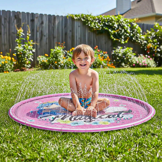 Alfombra Lanza Agua Niños Juegos De Agua Piscina 170cm Niños Rosa