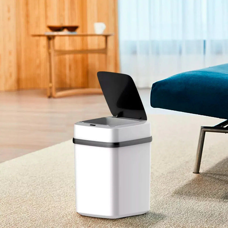 Basurero Con Sensor Basurero Automatico Papelera Inteligente Basurero Cocina Plastico Manual Okshop Cubo De Basura Inteligente Papelero Basurero Automático Papelera De Sensor Automatico Blanco
