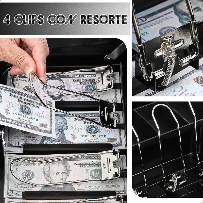 Caja Fuerte Okshop Metálica Con Llave, Para Billetes Y Objetos De Valor Negro
