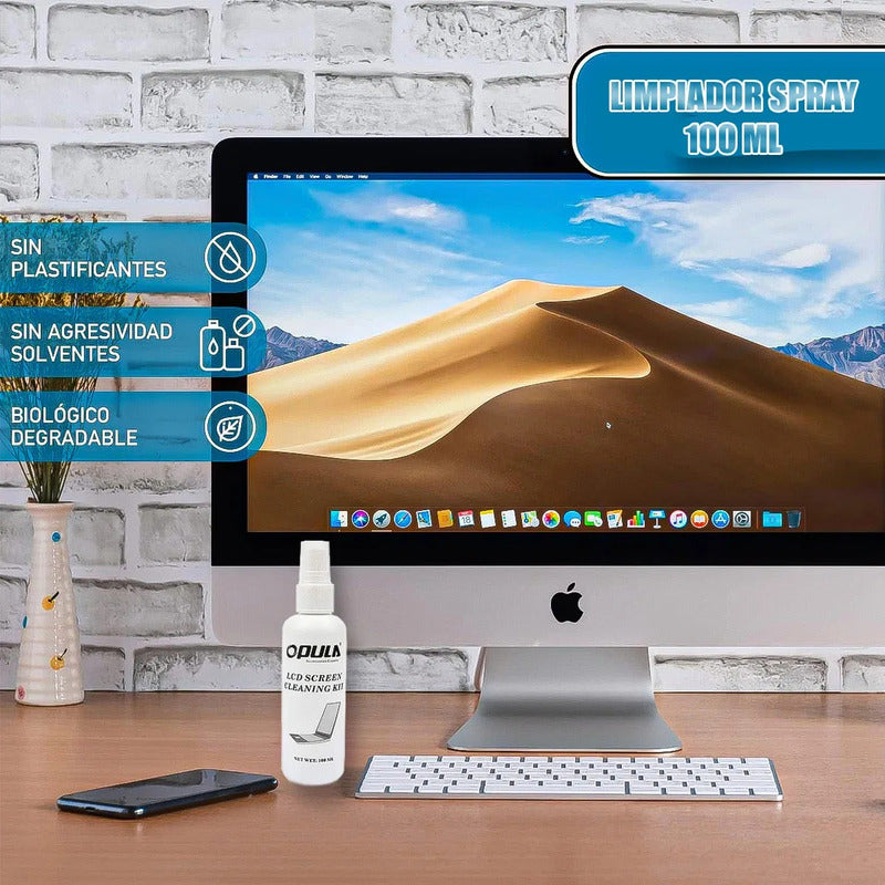 Kit Limpiador Pantalla Lcd Okshop 3en1 Spray Antiestático Microfibra Brocha