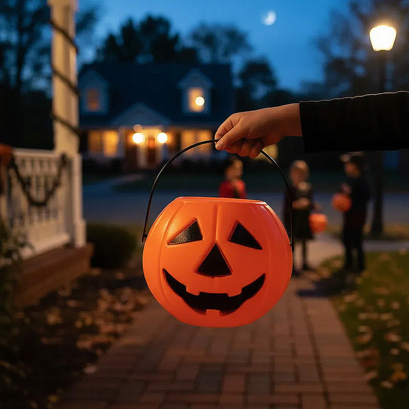 Cubo Calabaza Para Dulces Halloween Cubo Dulce O Truco Cubos Naranja