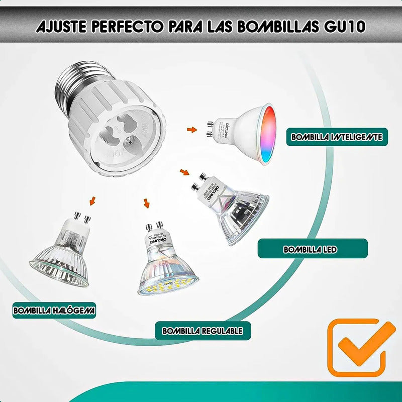 Adaptador De Foco E27 A Gu10 Para Bombillas Led Blanco